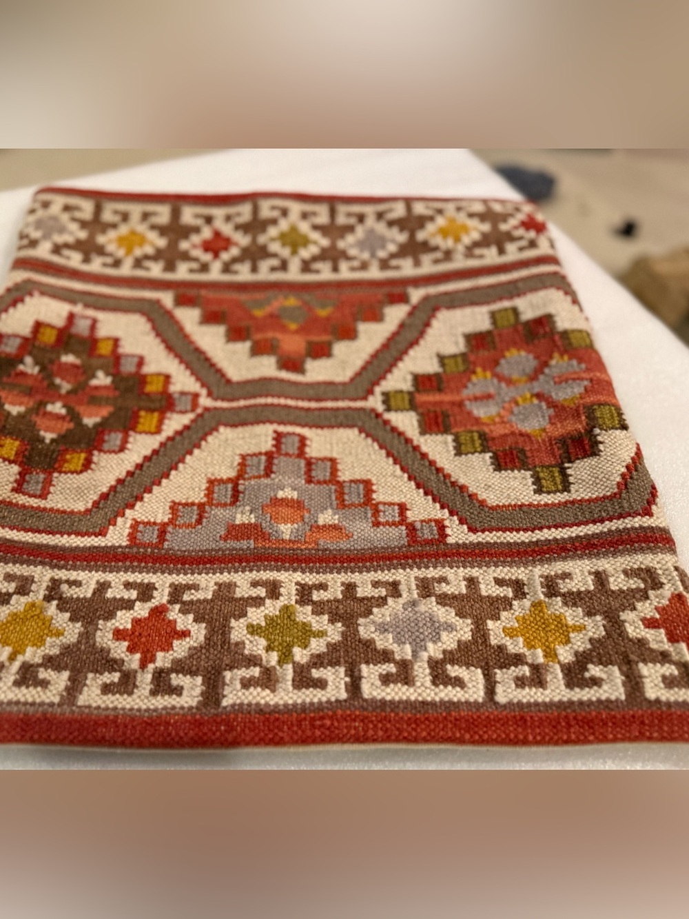 Super Rare! NEW Pottery Barn Mahal, Nanda, Asha, & Baha Tribal Kilim set, Red - Picture 14 of 15